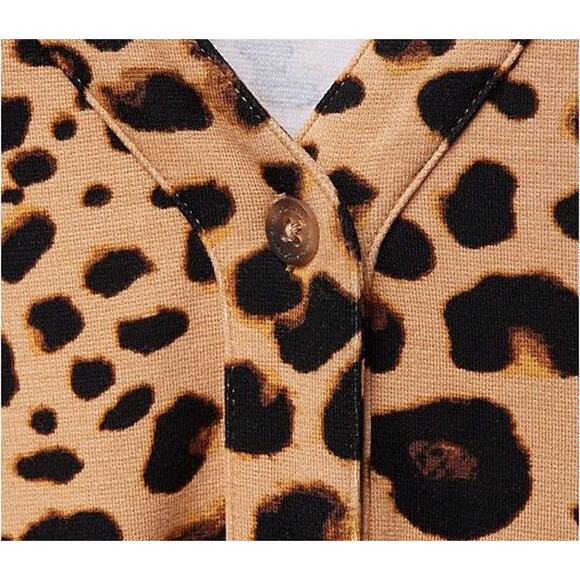 Isaac Mizrahi Live Top Womens Large Stretch Leopard Blouse Swing Tunic Classy - Picture 3 of 11